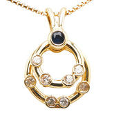 K18YG イエローゴールド サファイア ダイヤ 2連 リング ペンダントネックレス レディース 【中古】